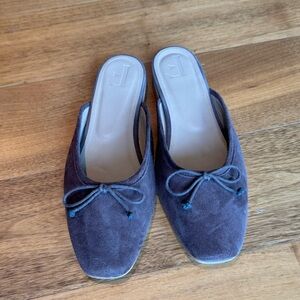 Flattered suede ballerina mules